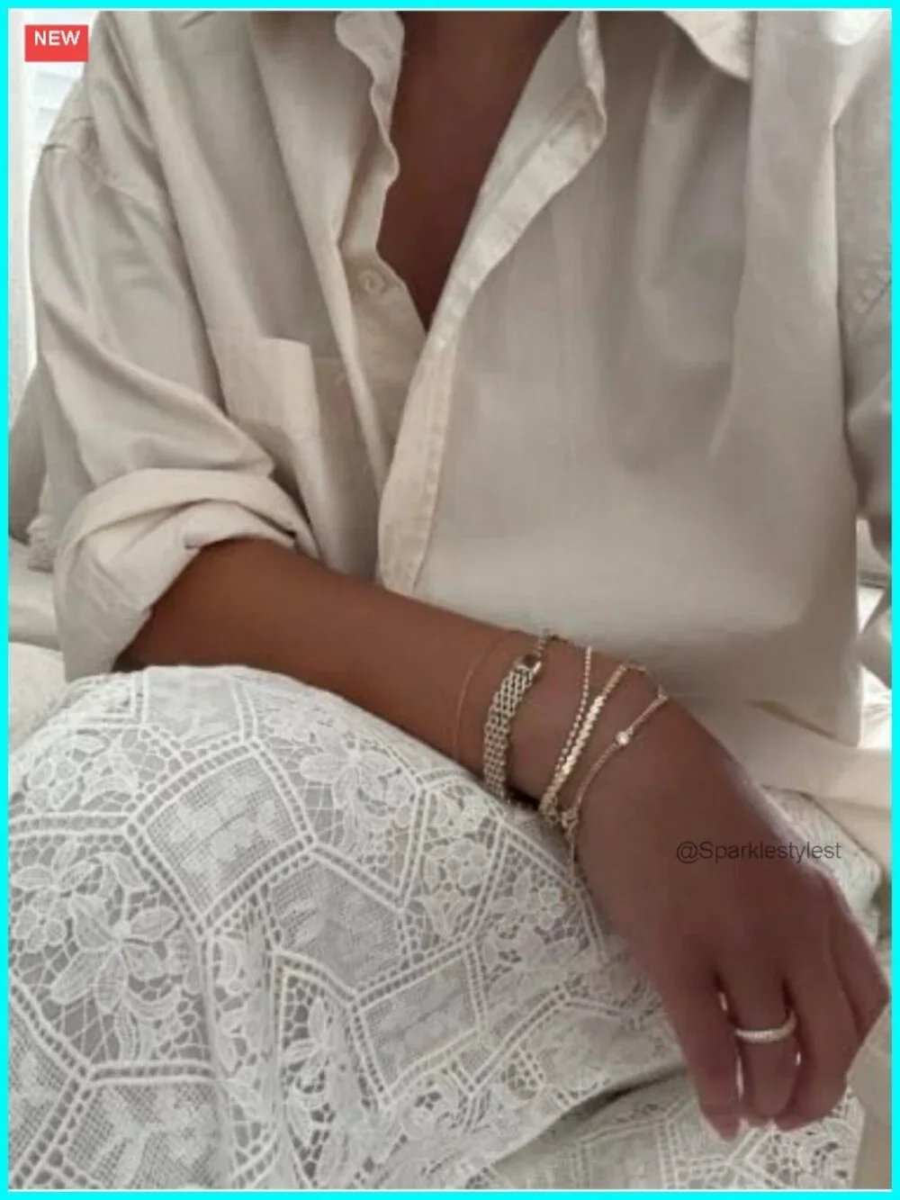 18K Gold Plated Chain Bracelet Pack for Women Stackable Paperclip Snake Rope
